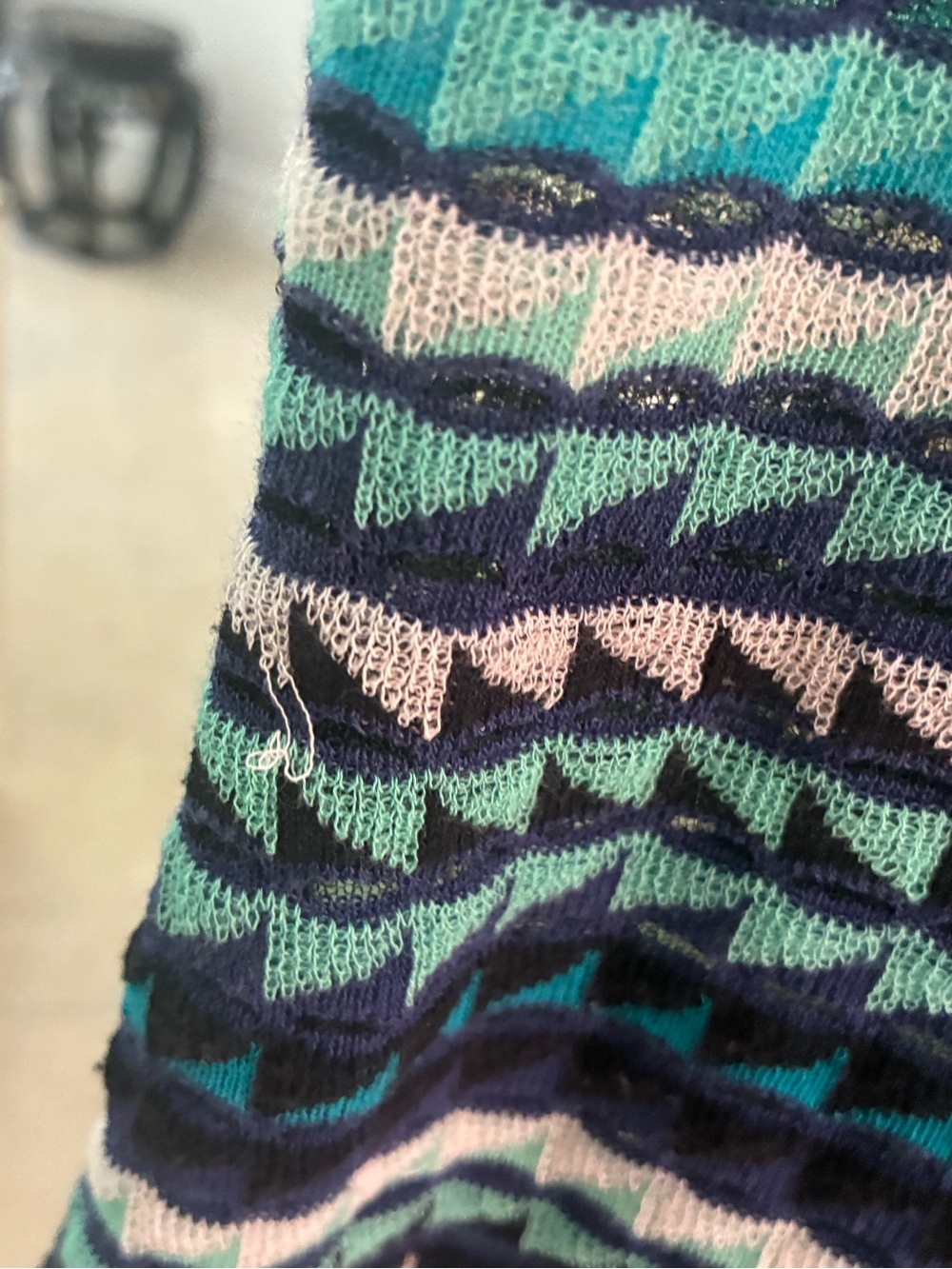 Missoni Sleeveless Patterned Knit Dress in Teal & Navy - Picture 7 of 7